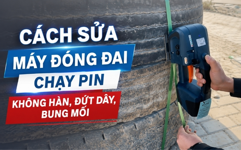 Cách sửa máy đóng đai chạy pin không hàn, đứt dây, bung mối 